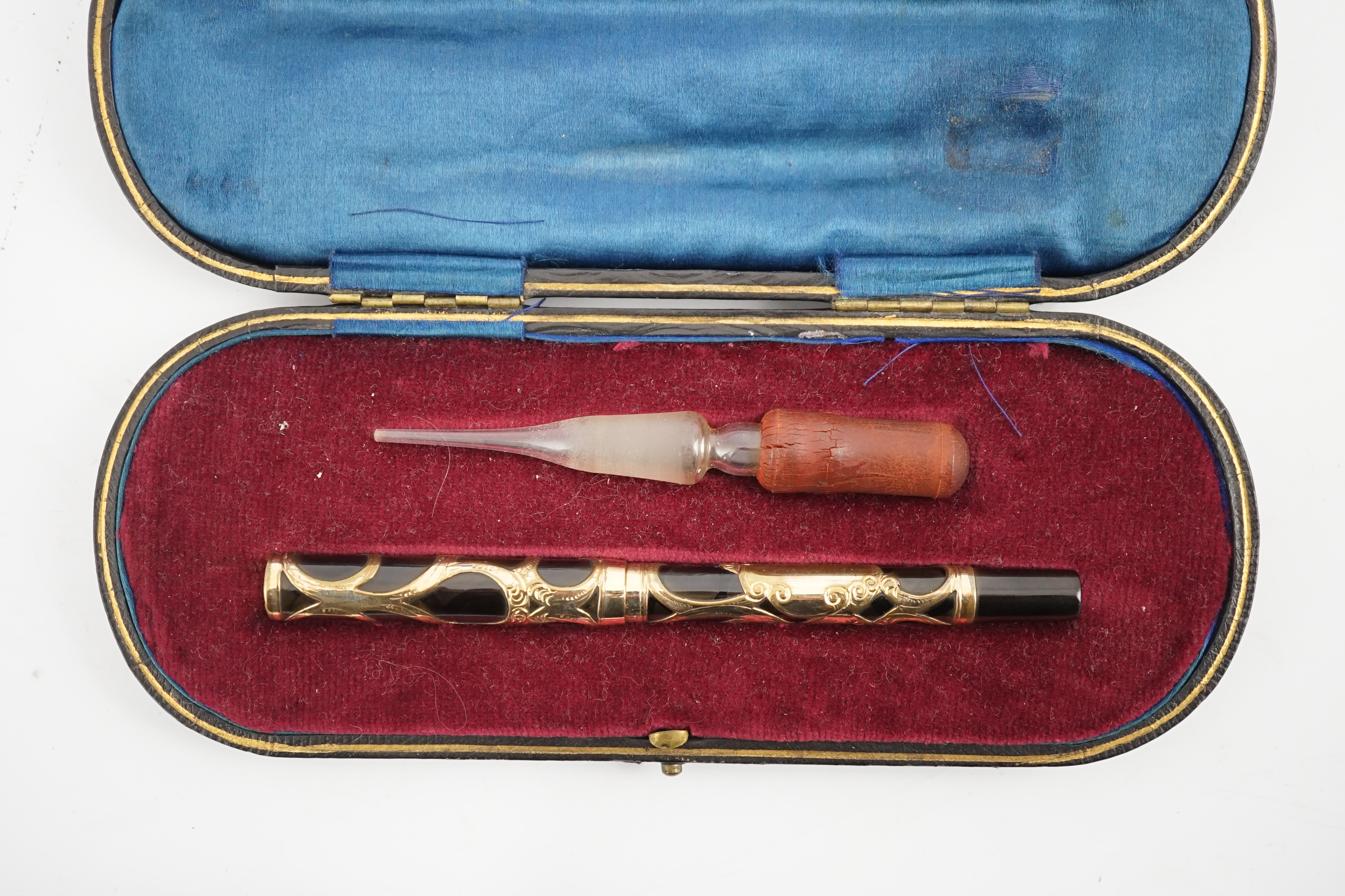 A Parker No.16 gold filled filigree Eyedropper, boxed